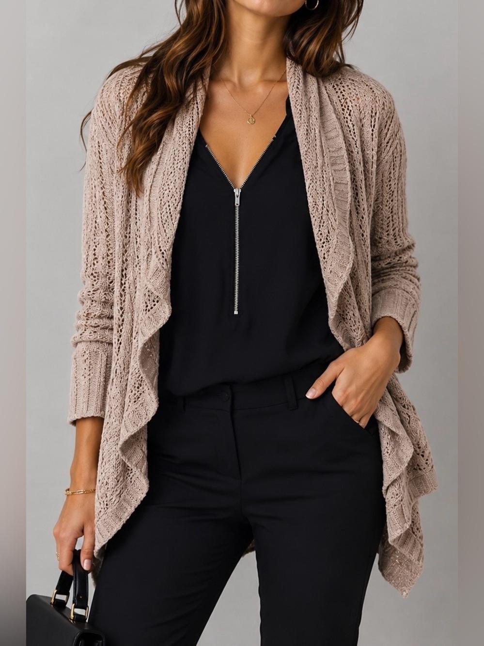 The Kooples Half Zip Silk Black Blouse - XS